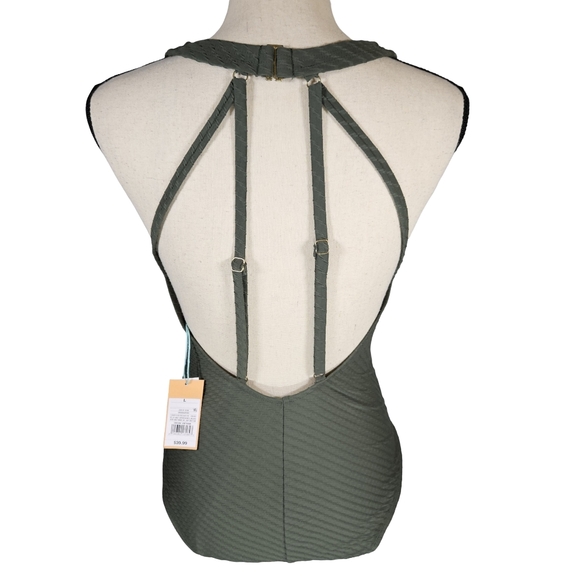 Kona Sol Medium Coverage One Piece Swim Suit, Green, Large - Picture 3 of 15